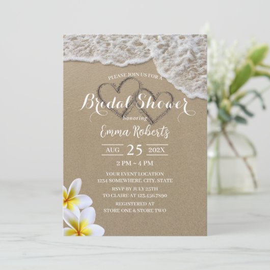 Beach Sand Hearts Tropical Florence Vrijgezellenfe Kaart (Staand voorkant)