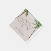 Beach Sand Hearts Tropical Palm | Moderne bruiloft Servet (Hoek)