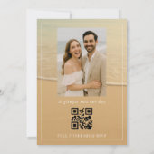 Beach Sand Hearts Tropical Photo QR Code Wedding  Kaart (Achterkant)