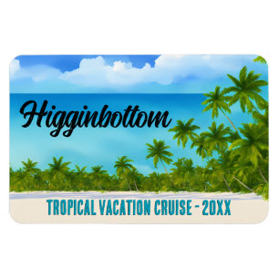 Beach Sand Ocean Palm Trees Cruise Room Monogram Magneet