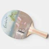 Beach Sand Ocean Palm Tropical Tafeltennisbatje (Zijkant)