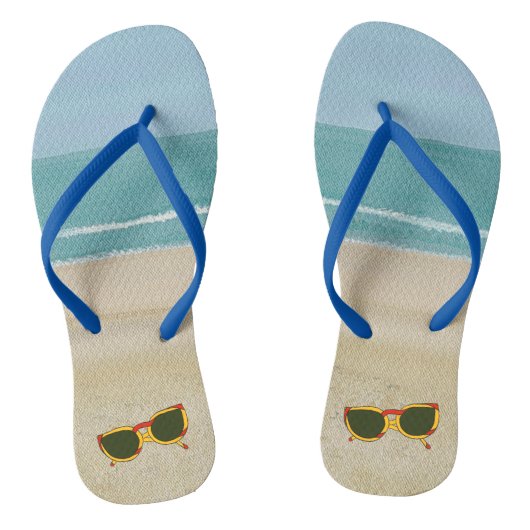 Beach Sand Ocean Sky Sunglass FlipFlops Teenslippers (Voetbed)