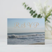 Beach Sand Ocean Waves Wedding RSVP (Staand voorkant)