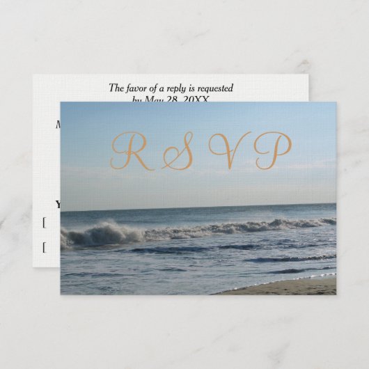 Beach Sand Ocean Waves Wedding RSVP (Voorkant / Achterkant)