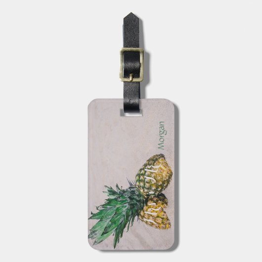 Beach,Sand,Pineappel-gepersonaliseerd Bagagelabel (Voorkant verticaal)