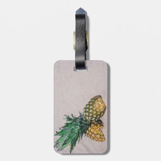 Beach,Sand,Pineappel-gepersonaliseerd Bagagelabel (Achterkant verticaal)
