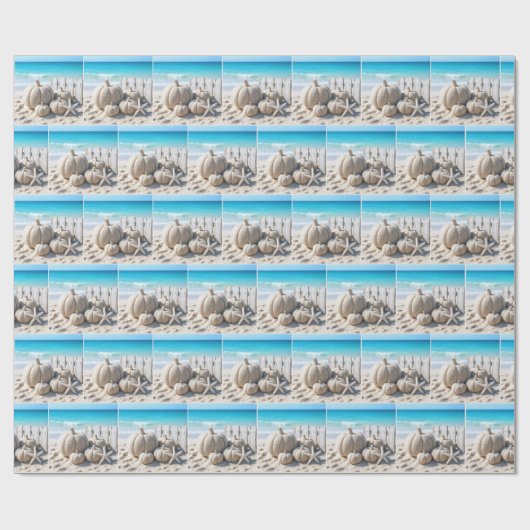 Beach Sand Pumpkins and Starfish Cadeaupapier (Vlak)