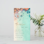 BEACH SAND ROCK BLAUWGROEN SITTING CHART TABLE NUM BEDANKKAART (Staand voorkant)