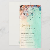 BEACH SAND ROCK WATERVERF BABY SHOWER INVITE BEDANKKAART (Voorkant / Achterkant)