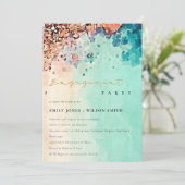 BEACH SAND ROCK WATERVERF BLAUWGROEN VERLOVING INV BEDANKKAART (Staand voorkant)