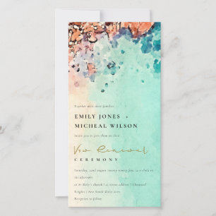 BEACH SAND ROCK WATERVERF VOW RENEWAL INVITE BEDANKKAART