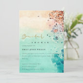 BEACH SAND ROCK WATERVERF VRIJGEZELLENFEEST INVITE BEDANKKAART (Staand voorkant)