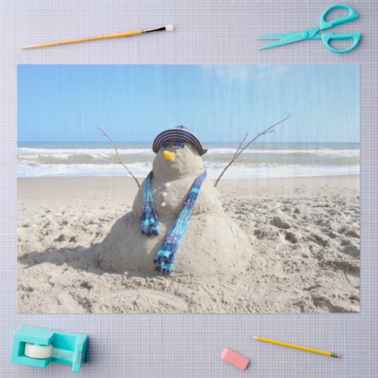 Beach / Sand Sculpture Snowman kersttissue P Tissuepapier (Craft)