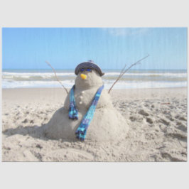 Beach / Sand Sculpture Snowman kersttissue P Tissuepapier