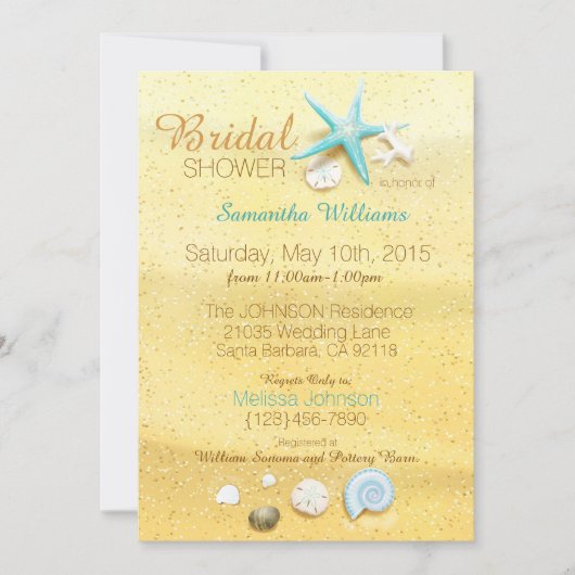 Beach Sand Seashell Beach Vrijgezellenfeest Kaart (Voorkant)