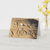 Beach Sand Seashell Foto Goede Vibes Quote Fun Kaart (Gele Bloem)