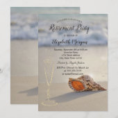 Beach Sand Seashell Wijn Glas Pensionering Kaart (Voorkant / Achterkant)