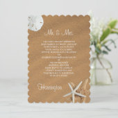 Beach Sand Seashells Pas getrouwd Receptie Kaart (Staand voorkant)