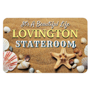 Beach Sand Seashells Photo Cruise Room Monogram Magneet