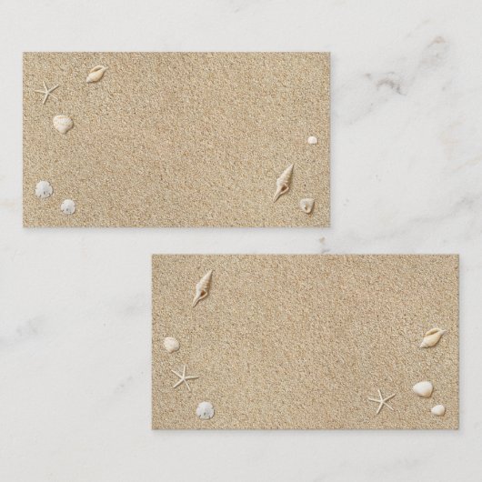 Beach Sand Seashells Place Card Visitekaartje (Voorkant / Achterkant)