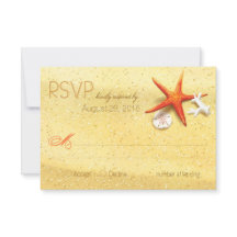 Beach Sand Seashells RSVP-kaart