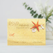 Beach Sand Seashells RSVP-kaart RSVP Kaartje (Staand voorkant)