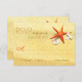 Beach Sand Seashells RSVP-kaart RSVP Kaartje (Voorkant / Achterkant)