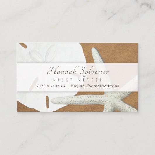 Beach Sand Seashells Simple Business Card Template Visitekaartje (Voorkant)