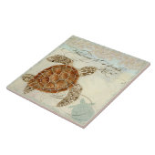 Beach Sand Seashore Collage Turtle Zee Horse Shell Tegeltje (Zijkant)