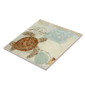 Beach Sand Seashore Collage Turtle Zee Horse Shell Tegeltje (Zijkant)