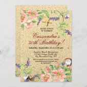 Beach Sand Shells Waterverf Floral 50th Birthday Kaart (Voorkant / Achterkant)