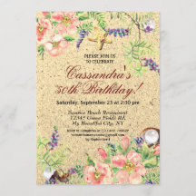 Beach Sand Shells Waterverf Floral 50th Birthday