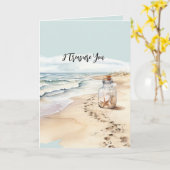 Beach Sand Starfish Bottle I Treasure You Kaart (Gele Bloem)