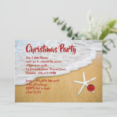 Beach Sand Starfish kerstparty uitnodiging (Staand voorkant)