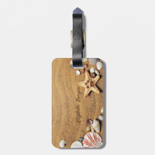 Beach, Sand, Starfish, Seashells - Personalizeerd Bagagelabel (Achterkant verticaal)