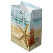 Beach, Sand, Starfish Weddenschap Bedankt Medium Cadeauzakje (Voorkant Gekanteld)