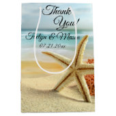 Beach, Sand, Starfish Weddenschap Bedankt Medium Cadeauzakje (Voorkant)