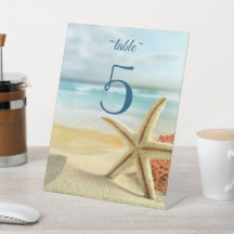Beach, Sand, Starfish Weddenschap Table Number