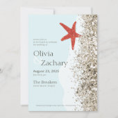 Beach Sand Starfish Whimisical Wedding Invitation Kaart (Voorkant)