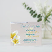 Beach Sand Tropical Wedding Save the Date Briefkaa Aankondigingskaart (Staand voorkant)