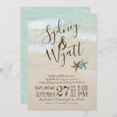 Beach Sand Typography Starfish Wedding Invitation Kaart (Voorkant / Achterkant)