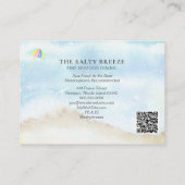 *~* Beach Sand Umbrella QR Waterverf Zee Visitekaartje (Achterkant)