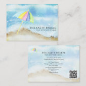 *~* Beach Sand Umbrella QR Waterverf Zee Visitekaartje (Voorkant / Achterkant)