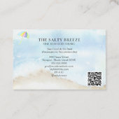 *~* Beach Sand Umbrella Zee QR Waterverf Ocean Visitekaartje (Achterkant)