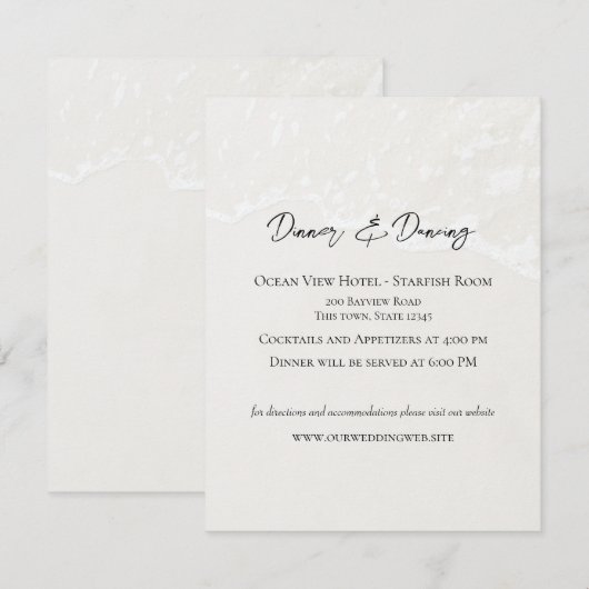 Beach Sand Wedding Receptie Kaart (Voorkant / Achterkant)