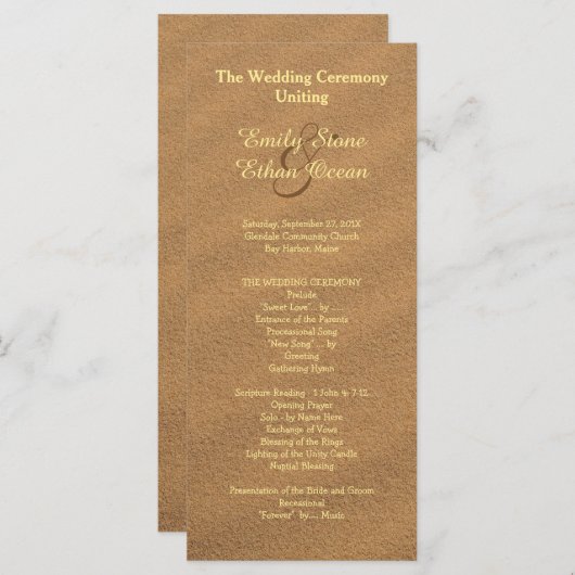 Beach Sand Wedding Tall Program Programmakaart (Voorkant / Achterkant)