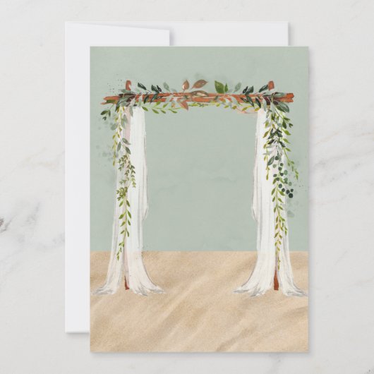 Beach Sand White Canopy Tropical Modern Wedding Kaart (Achterkant)