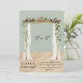 Beach Sand White Canopy Tropical Unique Wedding Kaart (Staand voorkant)