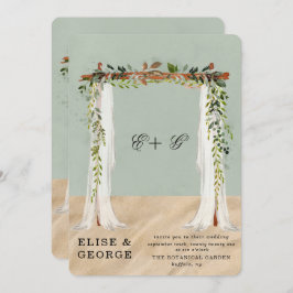 Beach Sand White Canopy Tropical Unique Wedding Kaart