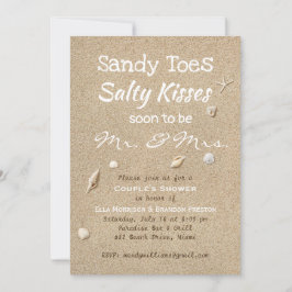 Beach Sand White Typography Couple's Shower Kaart
